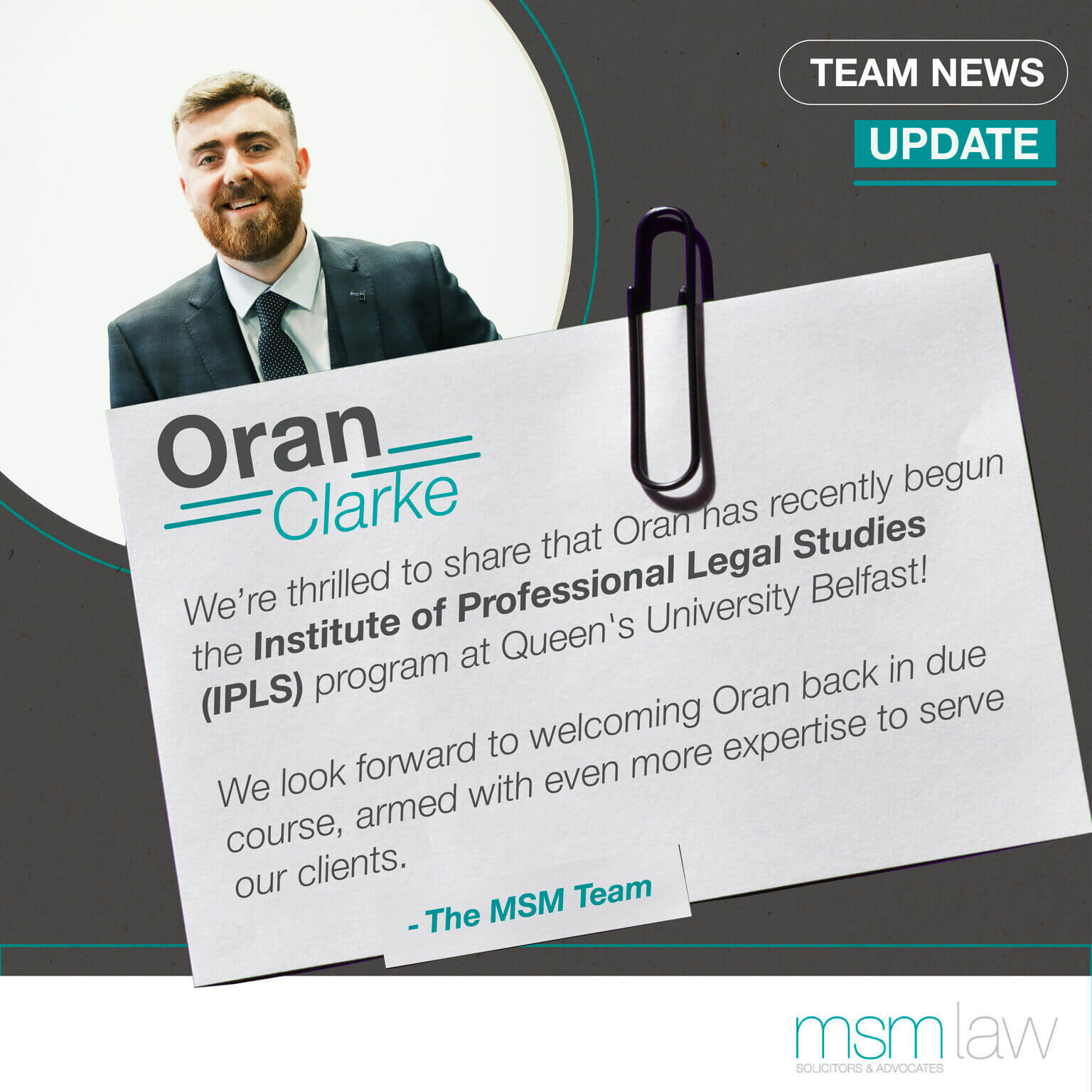 Team update: Oran Clarke